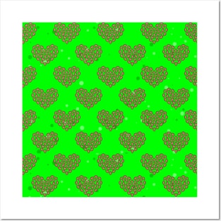 American Football Passion - Balls In Heart Shape Pattern Posters and Art